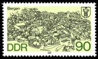 (1988-030) Марка Германия (ГДР) "Берген"    Города ГДР III O
