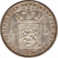 () Монета Нидерланды (Голландия) 1840 год 1  ""   Биметалл (Серебро - Ниобиум)  UNC