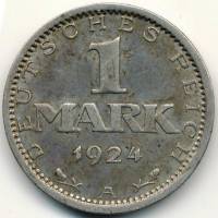 (1924a) Монета Германия Веймарская республика 1924 год 1 марка    AU