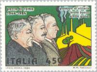 (№1984-1885) Марка Италия 1984 год "Римский Пакт", Гашеная