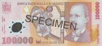 (,) Банкнота Румыния 2001 год 100 000 лей "Николае Григореску"   UNC