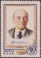 1955-047 Марка СССР В.И. Ленин   Октябрьская революция 38 лет I Θ