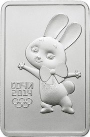 (274ммд) Монета Россия 2013 год 3 рубля &quot;Сочи 2014. Зайка&quot;  Серебро Ag 999  UNC