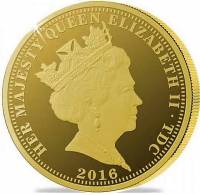 (№2016) Монета Тристан да Кунья 2016 год 1 Pound (90 лет Ее Величество королева Елизавета II - золот