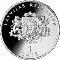 () Монета Латвия 2002 год 1 лат ""   AU