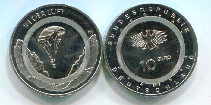 (2019j) Монета Германия (ФРГ) 2019 год 10 евро &quot;В воздухе&quot;  Вставка из полимера Медь-Никель  UNC