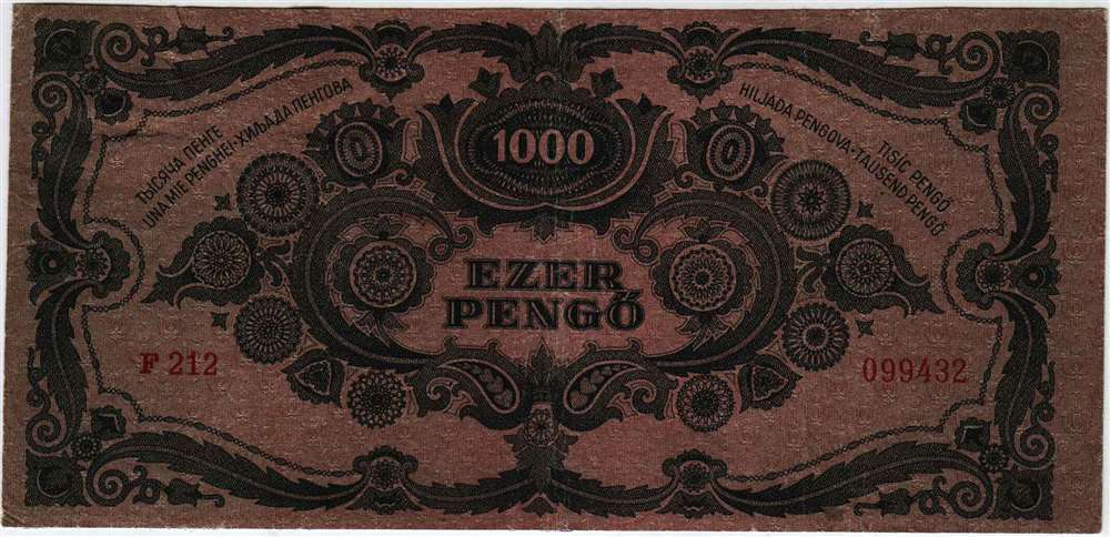 (1945) Банкнота Венгрия 1945 год 1 000 пенго  Почтовая марка  VF