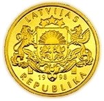 () Монета Латвия 1998 год 100  ""   Биметалл (Платина - Золото)  UNC