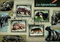 (№2014-4655) Лист марок Центрально-Африканская Республика 2014 год "Лес hippopotames", Гашеный