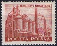 (1951-014) Марка Польша "Завод 'Ленин' (Коричнево-карминовая)"   Тяжелая промышленность II Θ