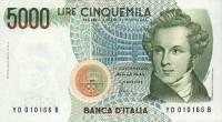 Банкнота Италия 1985 год 5 000 лир Винченцо Беллини   UNC