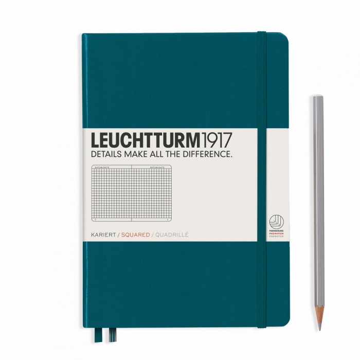 Книга для записей Medium A5 на 249 страниц в клетку, PACIFIC GREEN. Leuchtturm1917, #359693