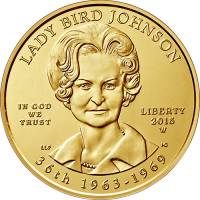 (038w) Монета США 2015 год 10 долларов "Клаудия Джонсон" 2015 год  PROOF