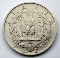 () Монета Италия 1936 год 2  ""   Никель  UNC