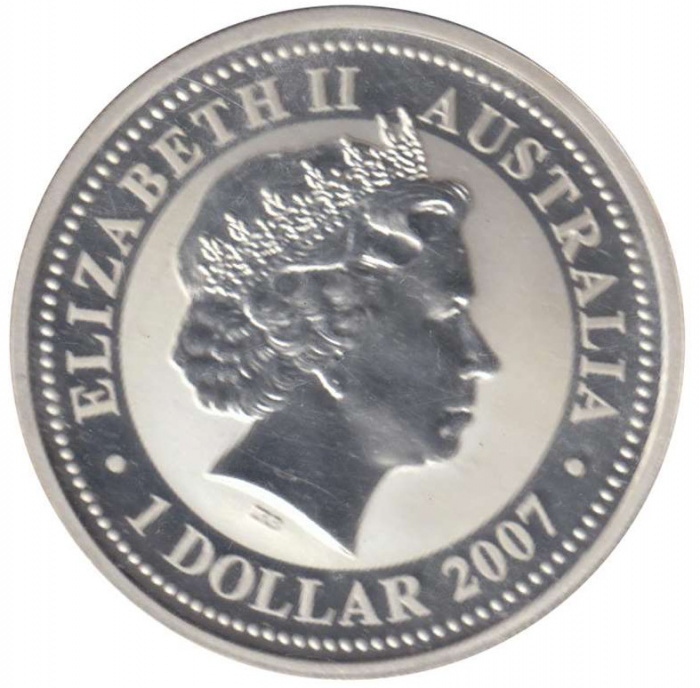 Монета Австралия 1 доллар 2007 год, Год Тигра (Состояние - AU)