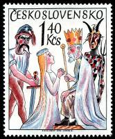 (1975-013) Марка Чехословакия "Король и принцесса"    Чешские и словацкие народные обычаи III O