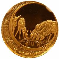 (№1999km252.1) Монета Южная Африка 1999 год 1/10 Ounce (Натура - Куду питьевой стадо)
