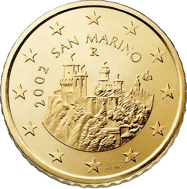 (№2008km484) Монета Сан-Марино 2008 год 50 Euro Cent (Три Башни)