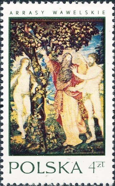 (1970-063) Марка Польша "Бог, Адам и Ева"    Гобелены в Вавельском Замке III &Theta;