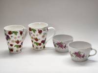 Кружки чашки чайные Ягода малина и Розы Дулево 4 шт