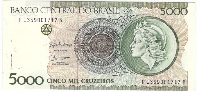 () Банкнота Бразилия 1990 год 5 000  &quot;&quot;   UNC