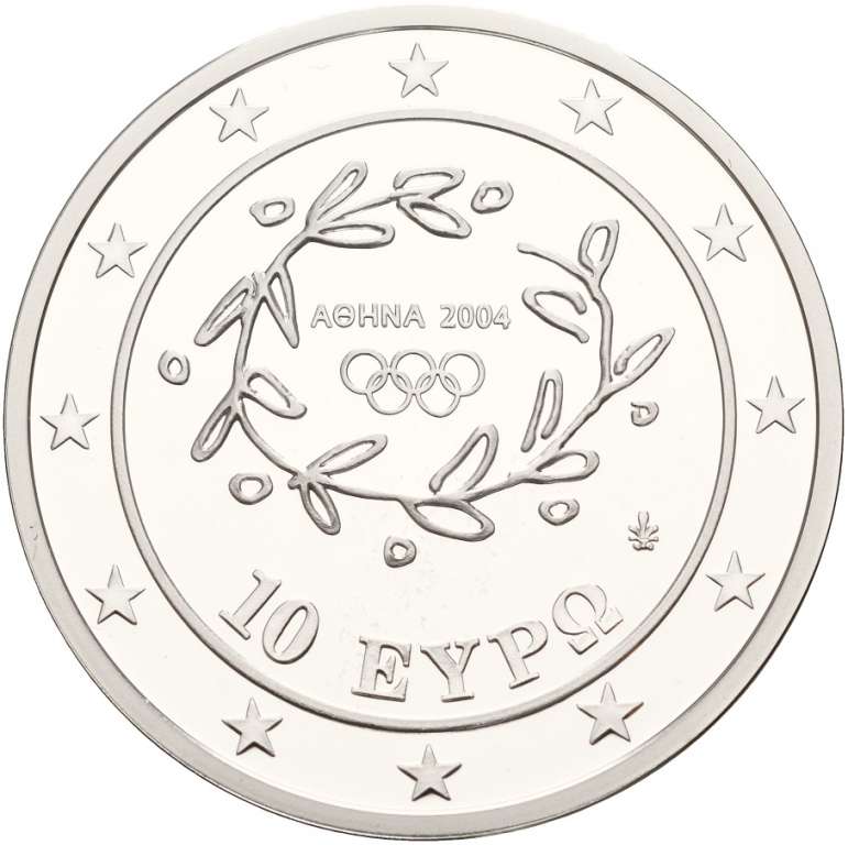 (2004) Монета Греция 2004 год 10 евро &quot;XXVIII Летняя Олимпиада Афины 2004 Тяжёлая атлетика&quot;  Серебро