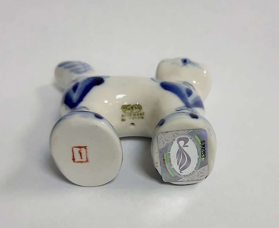 Фарфоровый сувенир &quot;Котик&quot;, гжель