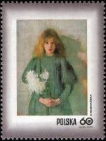 (1971-063) Марка Польша "Девушка с хризантемами"    День почтовой марки. Женщины в польской живописи