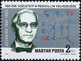 (1981-037) Марка Венгрия &quot;Александр Флеминг&quot;    100 лет со дня рождения Александра Флеминга II Θ