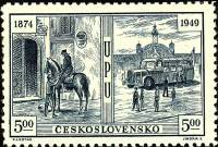 (1949-013) Марка Чехословакия "Всадник и автомобиль" ,  III O