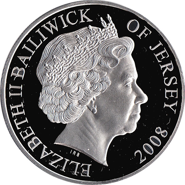 2008 Монета Остров Джерси 2008 год 5 фунтов Операция Плотина  Медь-Никель  UNC