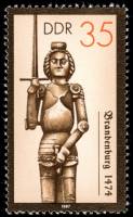 (1987-003) Марка Германия (ГДР) "Бранденбург (1474)"    Статуи Роланда II Θ
