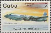 (1988-036) Марка Куба "Гавана-Мадрид 1948"    40 лет Первого Кубинского трансатлантического перелета
