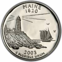 (023p) Монета США 2003 год 25 центов "Мэн"  Медь-Никель  UNC