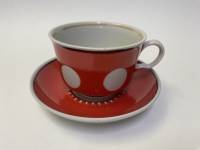 Чайная пара Тернопольский завод Украина фарфор в горошек 1970-80г