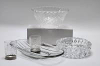 Салатник Рюмки хрусталь и Пепельница и селедочница стекло СССР
