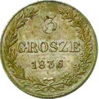 (1839, MW, старый орёл) Монета Польша 1839 год 3 гроша   Медь  VF