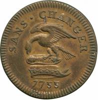 (№1733km5c) Монета Остров Мэн 1733 год 1 Penny (Джеймс Стэнли)