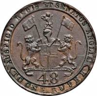 (№1797km398) Монета Индия 1797 год 1/48 Rupee (Даб. Ост-Индская Компания)