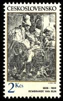(1982-019) Марка Чехословакия "Бродячий музыкант"    Старинные гравюры на музыкальные темы III Θ