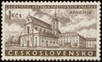 (1958-042) Марка Чехословакия "Церковь Св. Фомы, Брно"    Выставка почтовых марок, Брно III Θ