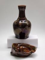 Ваза кувшин и пепельница рыба (ваза для мелочей) глина керамика СССР винтаж