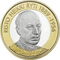 (054) Монета Финляндия 2017 год 5 евро "Ристо Рюти" 2. Диаметр 27,25 мм Биметалл  UNC