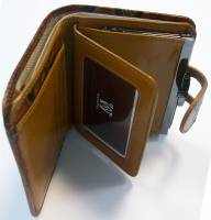 Портмоне женское "Wanlima", Натуральная кожа, 2 отделения, Клепка, поцелуй, "Бабочка", Коричневое