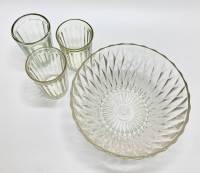 Салатник + 3 гранёных стакана, стекло, СССР