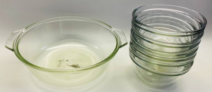 Салатники 6 шт + латка стекло