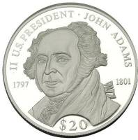 (№2000km870) Монета Либерия 2000 год 20 Dollars (2-й президент США Джон Адамс)