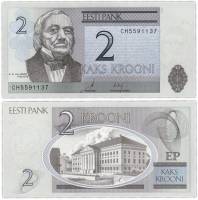 Банкнота Эстония 2007 год 2 кроны Карл Бэр   XF