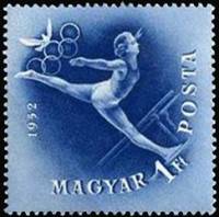(1952-035) Марка Венгрия "Гимнастика"    Летние Олимпийские игры 1952, Хельсинки III Θ