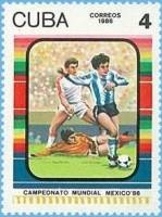 (1986-002) Марка Куба "Футбол (2)"    ЧМ по футболу 1986 Мексика III Θ